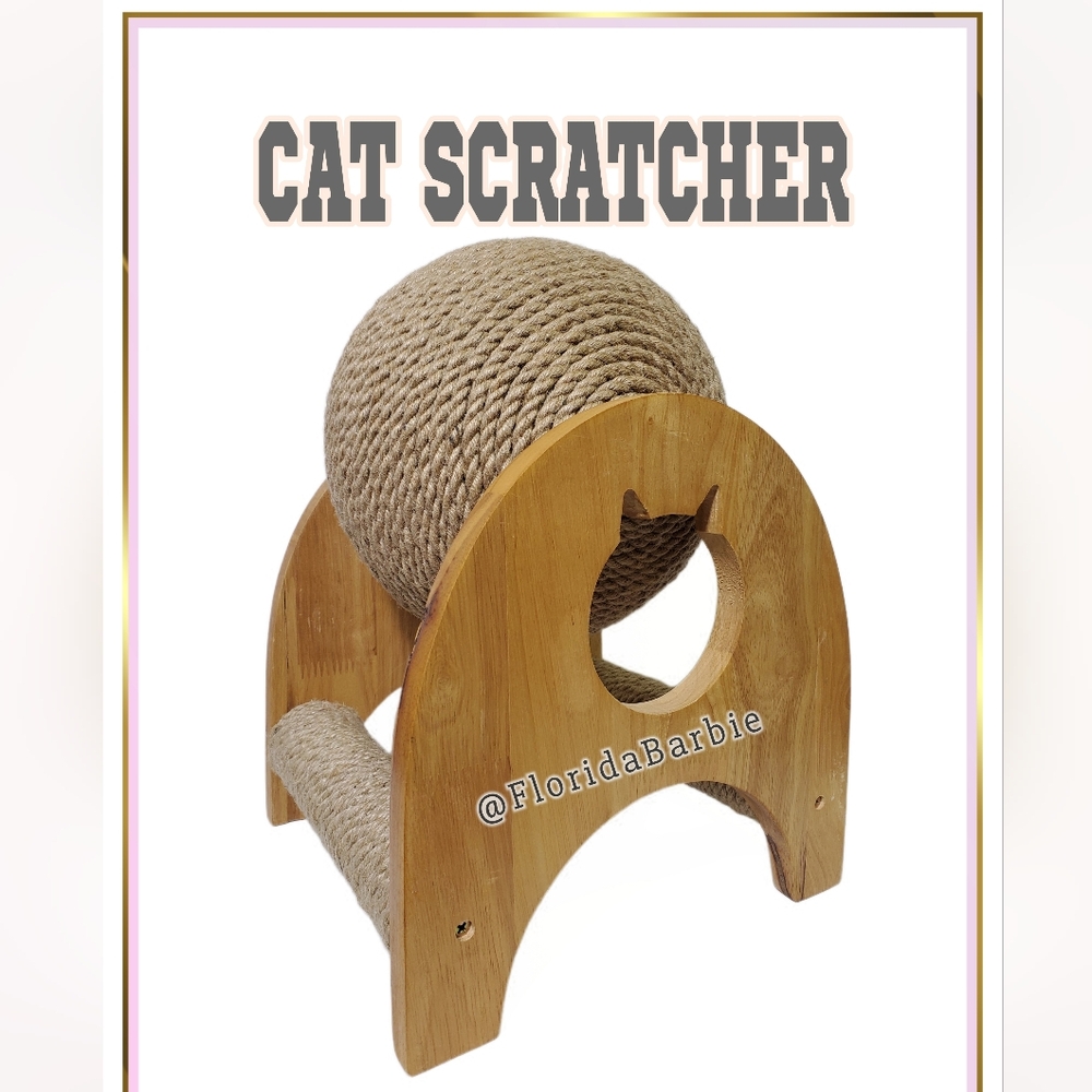 Pets Cat Kitten Home Natural Wood Jute Scratcher Active Ball Animal Pet Toy